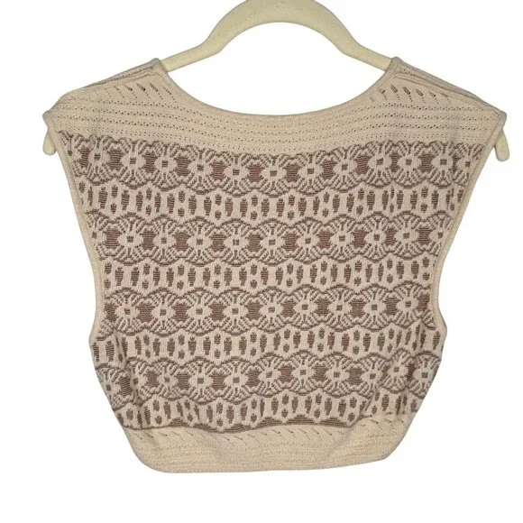 Intimately Free People Beige Crochet Knit Sleeveless Crop Top, S - Picture 2 of 7